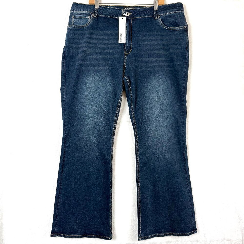 Bloomchic Stretchy Flare Jeans Womens US 22 3X Blue Dark Wash NEW